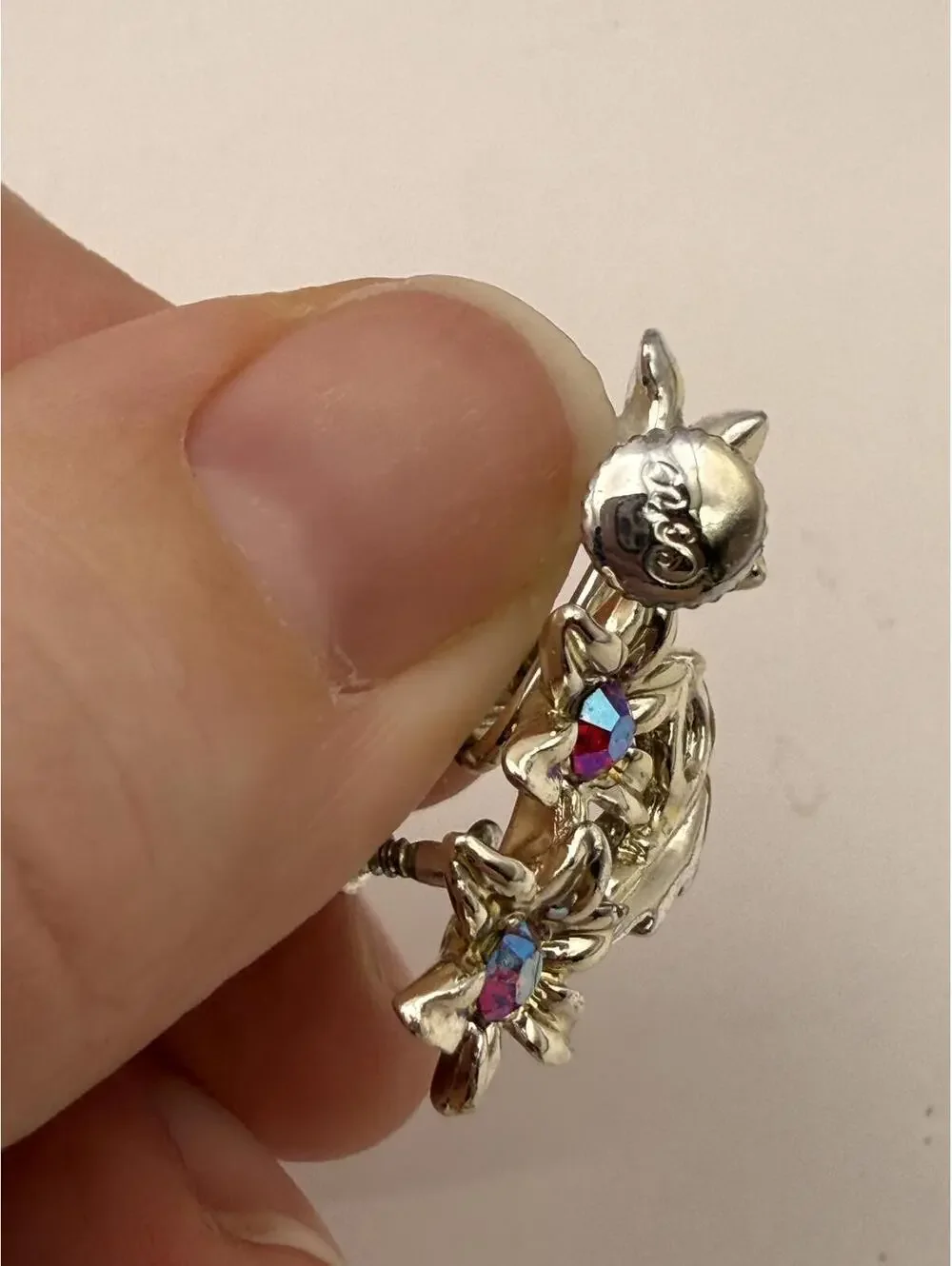 Vintage Floral Screw Back Earrings with Colorful Rhinestones